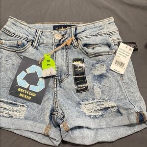 Indigo Rein Blue Jean Shorts High-Waisted Distressed